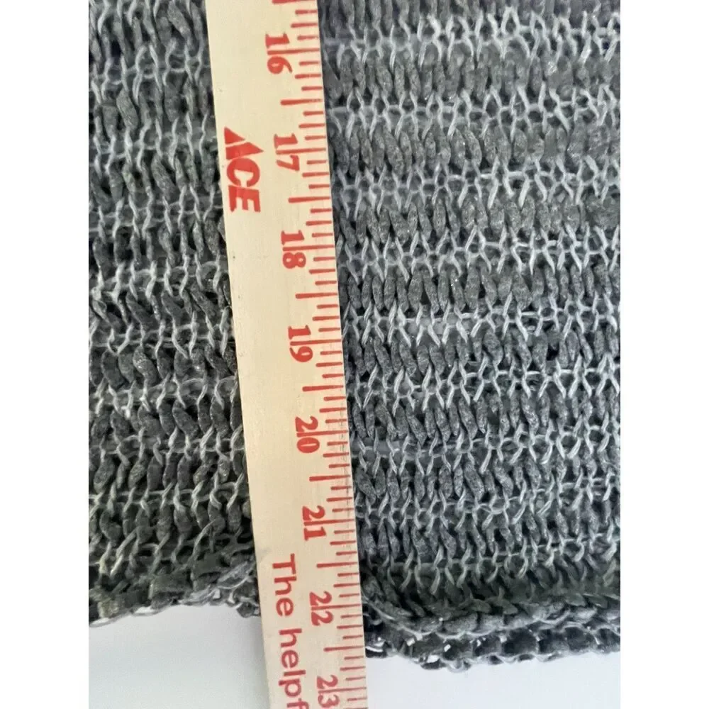 Eileen Fisher Top Size L Gray Linen Open Knit Lagenlook artsy Quit Luxury